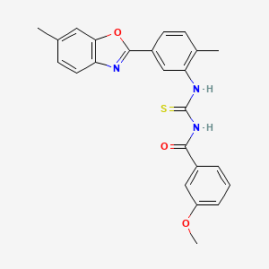 molecular formula C24H21N3O3S B3678446 3-methoxy-N-({[2-methyl-5-(6-methyl-1,3-benzoxazol-2-yl)phenyl]amino}carbonothioyl)benzamide 