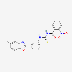 molecular formula C22H16N4O4S B3678454 N-({[3-(5-methyl-1,3-benzoxazol-2-yl)phenyl]amino}carbonothioyl)-2-nitrobenzamide 