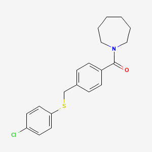 molecular formula C20H22ClNOS B3678480 1-(4-{[(4-chlorophenyl)thio]methyl}benzoyl)azepane 