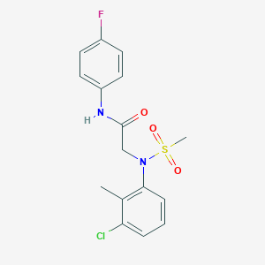 molecular formula C16H16ClFN2O3S B3678491 N~2~-(3-chloro-2-methylphenyl)-N~1~-(4-fluorophenyl)-N~2~-(methylsulfonyl)glycinamide 