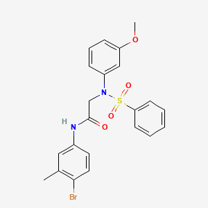 molecular formula C22H21BrN2O4S B3678496 N~1~-(4-bromo-3-methylphenyl)-N~2~-(3-methoxyphenyl)-N~2~-(phenylsulfonyl)glycinamide 