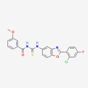 molecular formula C22H15ClFN3O3S B3678525 N-({[2-(2-chloro-4-fluorophenyl)-1,3-benzoxazol-5-yl]amino}carbonothioyl)-3-methoxybenzamide 