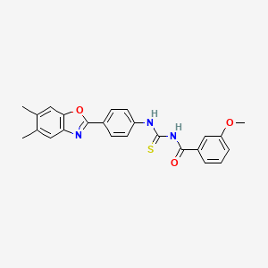molecular formula C24H21N3O3S B3678535 N-({[4-(5,6-dimethyl-1,3-benzoxazol-2-yl)phenyl]amino}carbonothioyl)-3-methoxybenzamide 