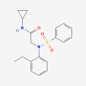 molecular formula C19H22N2O3S B3678543 N~1~-cyclopropyl-N~2~-(2-ethylphenyl)-N~2~-(phenylsulfonyl)glycinamide 