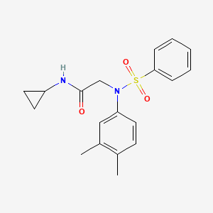 molecular formula C19H22N2O3S B3678555 N~1~-cyclopropyl-N~2~-(3,4-dimethylphenyl)-N~2~-(phenylsulfonyl)glycinamide 