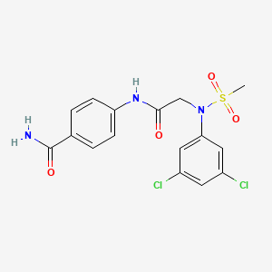 molecular formula C16H15Cl2N3O4S B3678567 4-{[N-(3,5-dichlorophenyl)-N-(methylsulfonyl)glycyl]amino}benzamide 