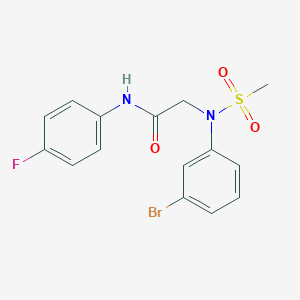 molecular formula C15H14BrFN2O3S B3678575 N~2~-(3-bromophenyl)-N~1~-(4-fluorophenyl)-N~2~-(methylsulfonyl)glycinamide 
