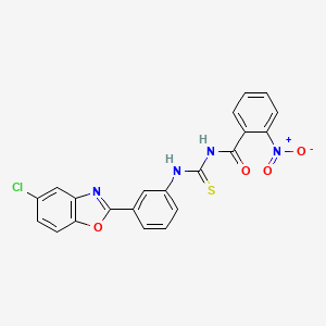 molecular formula C21H13ClN4O4S B3678598 N-({[3-(5-chloro-1,3-benzoxazol-2-yl)phenyl]amino}carbonothioyl)-2-nitrobenzamide 