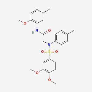 molecular formula C25H28N2O6S B3678611 N~2~-[(3,4-dimethoxyphenyl)sulfonyl]-N~1~-(2-methoxy-5-methylphenyl)-N~2~-(4-methylphenyl)glycinamide 