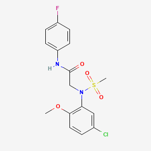 molecular formula C16H16ClFN2O4S B3678617 N~2~-(5-chloro-2-methoxyphenyl)-N~1~-(4-fluorophenyl)-N~2~-(methylsulfonyl)glycinamide 