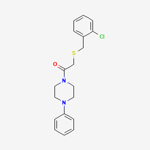 molecular formula C19H21ClN2OS B3678625 1-{[(2-chlorobenzyl)thio]acetyl}-4-phenylpiperazine 