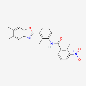 molecular formula C24H21N3O4 B3678637 N-[3-(5,6-dimethyl-1,3-benzoxazol-2-yl)-2-methylphenyl]-2-methyl-3-nitrobenzamide 