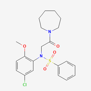 molecular formula C21H25ClN2O4S B3678653 N-[2-(1-azepanyl)-2-oxoethyl]-N-(5-chloro-2-methoxyphenyl)benzenesulfonamide 