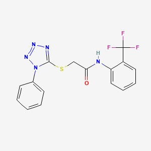 molecular formula C16H12F3N5OS B3678661 2-[(1-phenyl-1H-tetrazol-5-yl)thio]-N-[2-(trifluoromethyl)phenyl]acetamide 