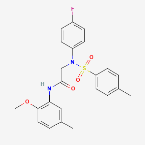 molecular formula C23H23FN2O4S B3678668 N~2~-(4-fluorophenyl)-N~1~-(2-methoxy-5-methylphenyl)-N~2~-[(4-methylphenyl)sulfonyl]glycinamide 