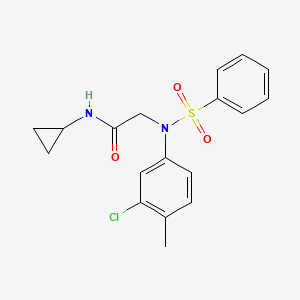 molecular formula C18H19ClN2O3S B3678674 N~2~-(3-chloro-4-methylphenyl)-N~1~-cyclopropyl-N~2~-(phenylsulfonyl)glycinamide 