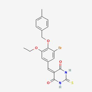 molecular formula C21H19BrN2O4S B3678683 5-{3-bromo-5-ethoxy-4-[(4-methylbenzyl)oxy]benzylidene}-2-thioxodihydro-4,6(1H,5H)-pyrimidinedione 