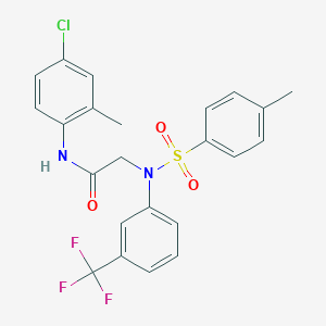 molecular formula C23H20ClF3N2O3S B3678692 N~1~-(4-chloro-2-methylphenyl)-N~2~-[(4-methylphenyl)sulfonyl]-N~2~-[3-(trifluoromethyl)phenyl]glycinamide 