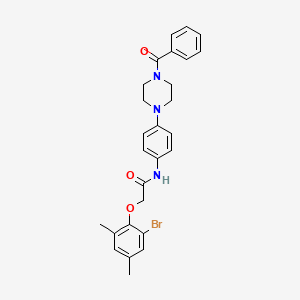molecular formula C27H28BrN3O3 B3678714 N-[4-(4-benzoyl-1-piperazinyl)phenyl]-2-(2-bromo-4,6-dimethylphenoxy)acetamide 