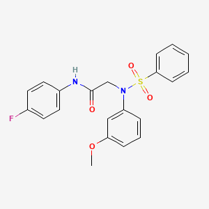 molecular formula C21H19FN2O4S B3678718 N~1~-(4-fluorophenyl)-N~2~-(3-methoxyphenyl)-N~2~-(phenylsulfonyl)glycinamide 