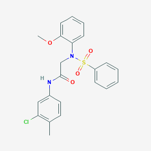 molecular formula C22H21ClN2O4S B3678771 N~1~-(3-chloro-4-methylphenyl)-N~2~-(2-methoxyphenyl)-N~2~-(phenylsulfonyl)glycinamide 