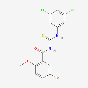 molecular formula C15H11BrCl2N2O2S B3678772 5-bromo-N-{[(3,5-dichlorophenyl)amino]carbonothioyl}-2-methoxybenzamide 