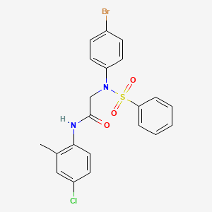 molecular formula C21H18BrClN2O3S B3678782 N~2~-(4-bromophenyl)-N~1~-(4-chloro-2-methylphenyl)-N~2~-(phenylsulfonyl)glycinamide 