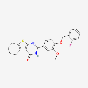 molecular formula C24H21FN2O3S B3678810 2-{4-[(2-fluorobenzyl)oxy]-3-methoxyphenyl}-5,6,7,8-tetrahydro[1]benzothieno[2,3-d]pyrimidin-4(3H)-one 