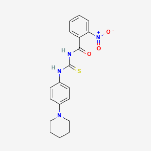 molecular formula C19H20N4O3S B3678826 2-nitro-N-({[4-(1-piperidinyl)phenyl]amino}carbonothioyl)benzamide 