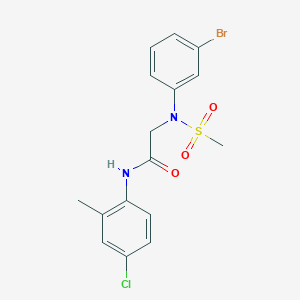 molecular formula C16H16BrClN2O3S B3678876 N~2~-(3-bromophenyl)-N~1~-(4-chloro-2-methylphenyl)-N~2~-(methylsulfonyl)glycinamide 