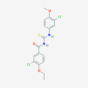 molecular formula C17H16Cl2N2O3S B3678882 3-chloro-N-{[(3-chloro-4-methoxyphenyl)amino]carbonothioyl}-4-ethoxybenzamide 