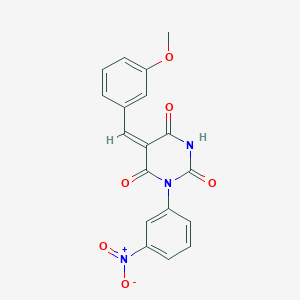molecular formula C18H13N3O6 B3678889 5-(3-methoxybenzylidene)-1-(3-nitrophenyl)-2,4,6(1H,3H,5H)-pyrimidinetrione 
