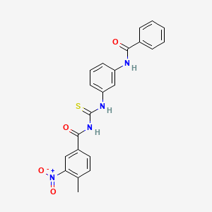 molecular formula C22H18N4O4S B3678937 N-({[3-(benzoylamino)phenyl]amino}carbonothioyl)-4-methyl-3-nitrobenzamide 