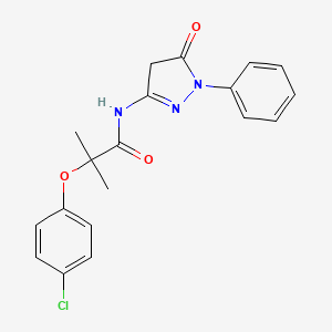 molecular formula C19H18ClN3O3 B3678957 2-(4-chlorophenoxy)-2-methyl-N-(5-oxo-1-phenyl-4,5-dihydro-1H-pyrazol-3-yl)propanamide 