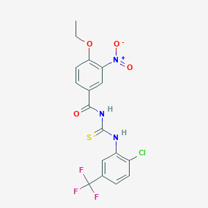molecular formula C17H13ClF3N3O4S B3679040 N-({[2-chloro-5-(trifluoromethyl)phenyl]amino}carbonothioyl)-4-ethoxy-3-nitrobenzamide 