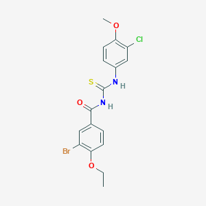 molecular formula C17H16BrClN2O3S B3679042 3-bromo-N-{[(3-chloro-4-methoxyphenyl)amino]carbonothioyl}-4-ethoxybenzamide 