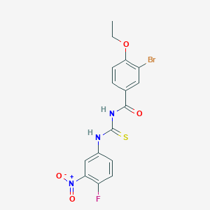 molecular formula C16H13BrFN3O4S B3679048 3-bromo-4-ethoxy-N-{[(4-fluoro-3-nitrophenyl)amino]carbonothioyl}benzamide 