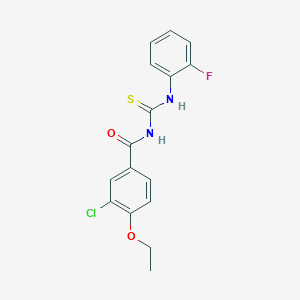 molecular formula C16H14ClFN2O2S B3679146 3-chloro-4-ethoxy-N-{[(2-fluorophenyl)amino]carbonothioyl}benzamide 