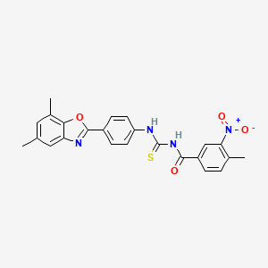 N-{[4-(5,7-dimethyl-1,3-benzoxazol-2-yl)phenyl]carbamothioyl}-4-methyl-3-nitrobenzamide