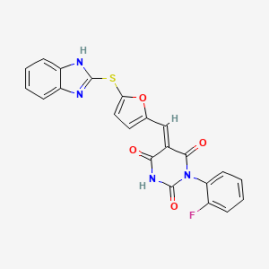 5-{[5-(1H-benzimidazol-2-ylthio)-2-furyl]methylene}-1-(2-fluorophenyl)-2,4,6(1H,3H,5H)-pyrimidinetrione