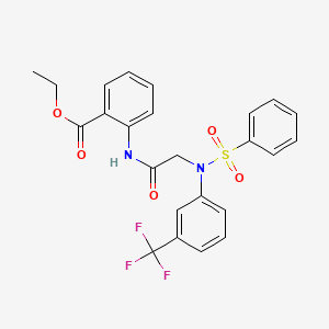 molecular formula C24H21F3N2O5S B3679415 ethyl 2-({N-(phenylsulfonyl)-N-[3-(trifluoromethyl)phenyl]glycyl}amino)benzoate 