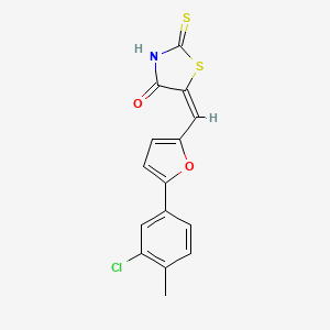 (5E)-5-{[5-(3-CHLORO-4-METHYLPHENYL)FURAN-2-YL]METHYLIDENE}-2-SULFANYLIDENE-1,3-THIAZOLIDIN-4-ONE