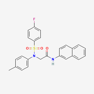 molecular formula C25H21FN2O3S B3679561 2-(N-(4-fluorophenyl)sulfonyl-4-methylanilino)-N-naphthalen-2-ylacetamide 