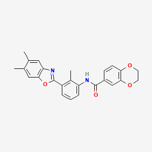 N-[3-(5,6-dimethyl-1,3-benzoxazol-2-yl)-2-methylphenyl]-2,3-dihydro-1,4-benzodioxine-6-carboxamide