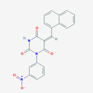 molecular formula C21H13N3O5 B3679615 (5E)-5-(naphthalen-1-ylmethylidene)-1-(3-nitrophenyl)-1,3-diazinane-2,4,6-trione 