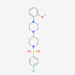 molecular formula C22H28ClN3O3S B367971 1-{1-[(4-Chlorophenyl)sulfonyl]-4-piperidinyl}-4-(2-methoxyphenyl)piperazine CAS No. 431998-17-3