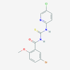 molecular formula C14H11BrClN3O2S B3679762 5-bromo-N-[(5-chloropyridin-2-yl)carbamothioyl]-2-methoxybenzamide 