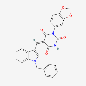 molecular formula C27H19N3O5 B3679766 (5E)-1-(2H-1,3-BENZODIOXOL-5-YL)-5-[(1-BENZYL-1H-INDOL-3-YL)METHYLIDENE]-1,3-DIAZINANE-2,4,6-TRIONE 