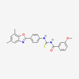 N-{[4-(5,7-dimethyl-1,3-benzoxazol-2-yl)phenyl]carbamothioyl}-3-methoxybenzamide