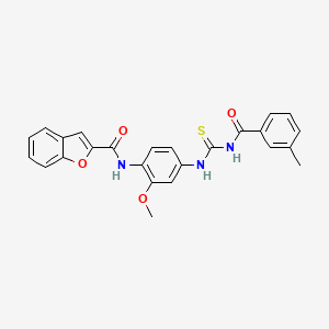 N-[2-methoxy-4-({[(3-methylphenyl)carbonyl]carbamothioyl}amino)phenyl]-1-benzofuran-2-carboxamide